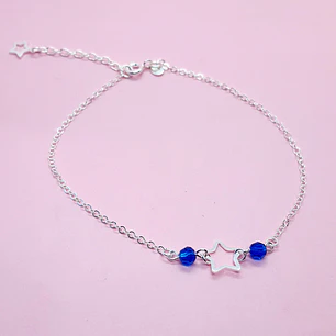 Tobillera estrella bolita azul