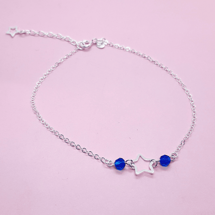 Tobillera estrella bolita azul 1