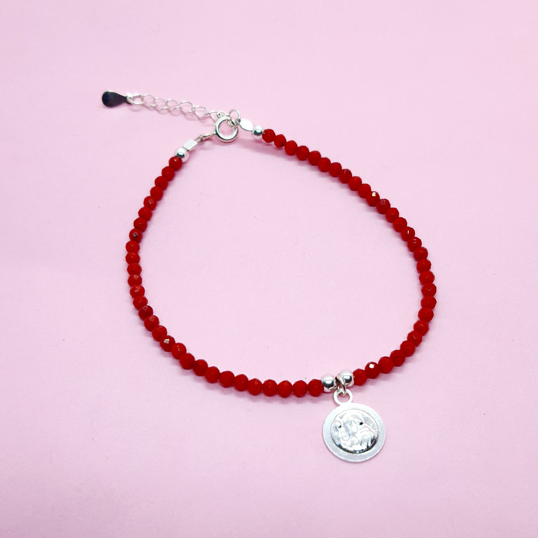 Pulsera bolitas rojas San Benito 1
