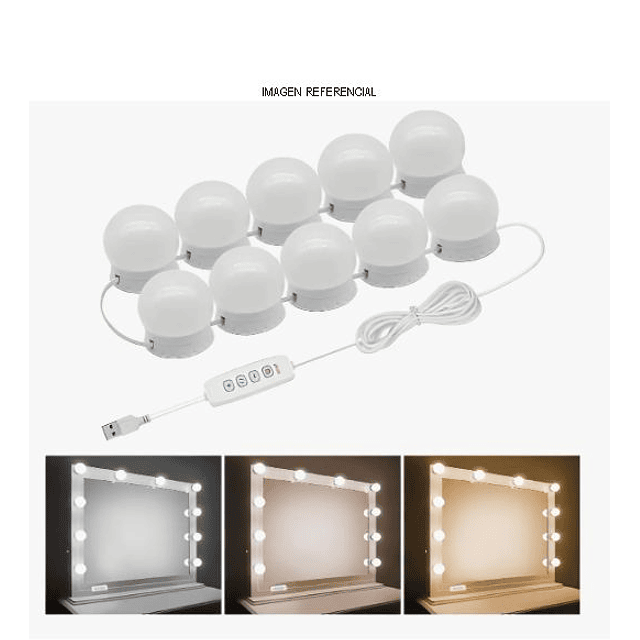 Luces Espejo 10 focos/cable USB/control remoto 