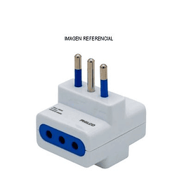 Adaptador Enchufe 250V 10A 2P+T 3DERIV. BLANCO