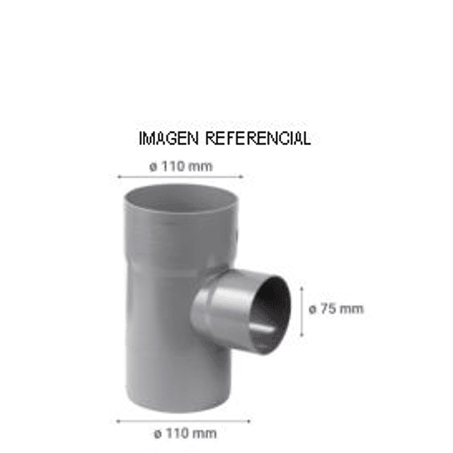 Tee PVC Sanitario Gris 110x75mm (c/u)