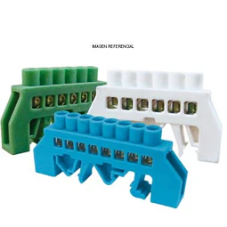 Barra Aislada de Conexión Riel Din 6-10 polos Azul-verde 35mm (C/U)