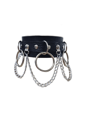 Choker Grueso Con Argollas Y Cadenas - Punk Alternativo