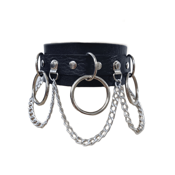 Choker Grueso Con Argollas Y Cadenas - Punk Alternativo 1