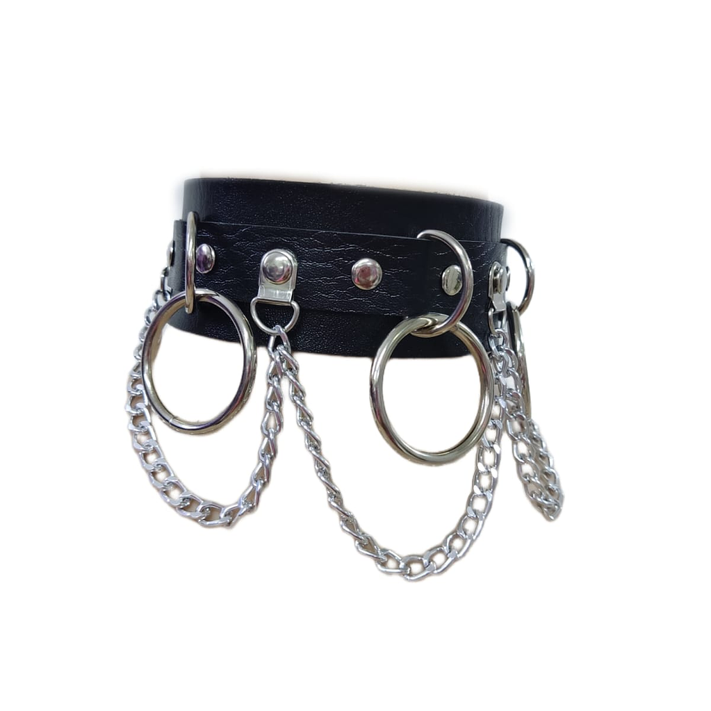 Choker Grueso Con Argollas Y Cadenas - Punk Alternativo 2