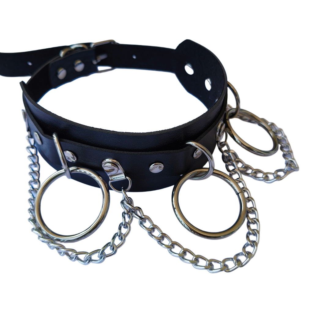 Choker Grueso Con Argollas Y Cadenas - Punk Alternativo 3