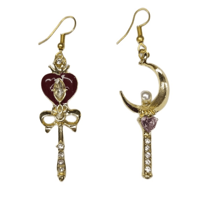 Aros Sailor Moon - Báculo lunar & corazón 1