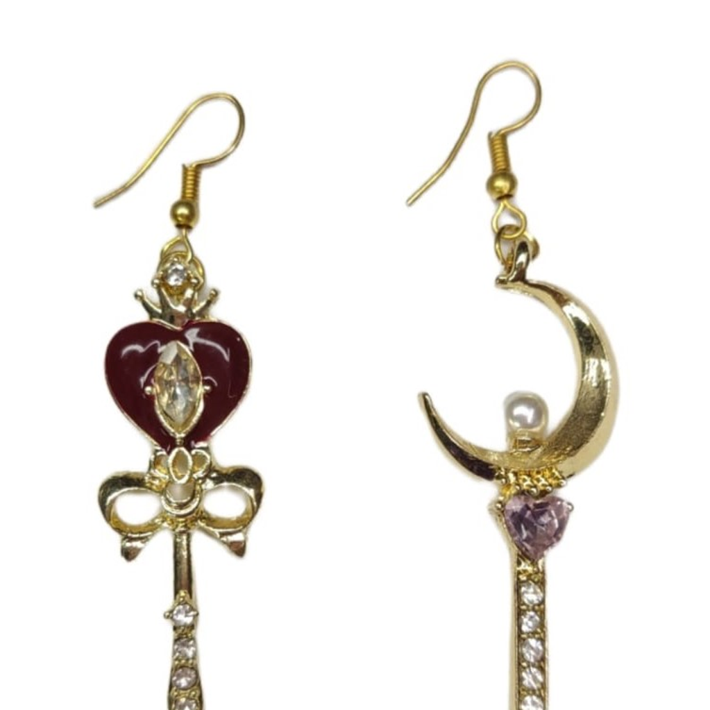 Aros Sailor Moon - Báculo lunar & corazón 2