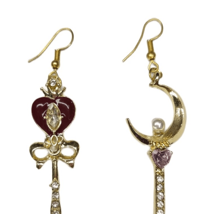 Aros Sailor Moon - Báculo lunar & corazón 2