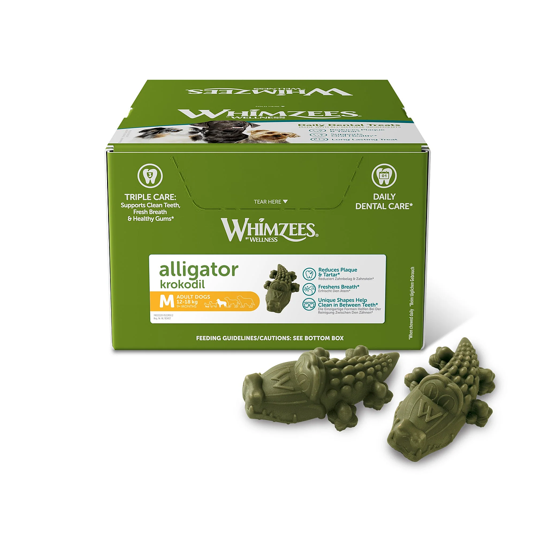 Cocodrilo x UND - Talla M - LIMPIA DIENTES Vegetano para Perros Whimzees  1