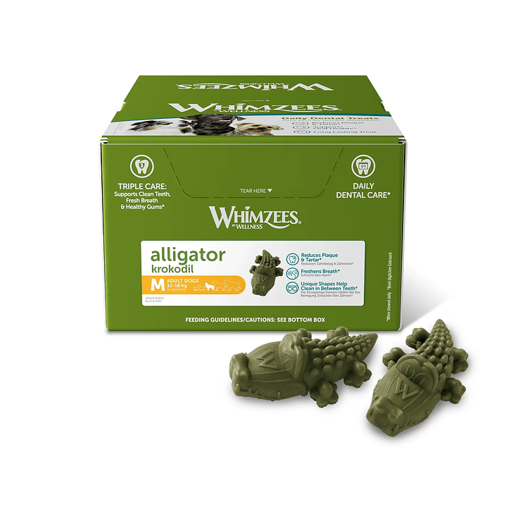 Cocodrilo x UND - Talla M - LIMPIA DIENTES Vegetano para Perros Whimzees  1