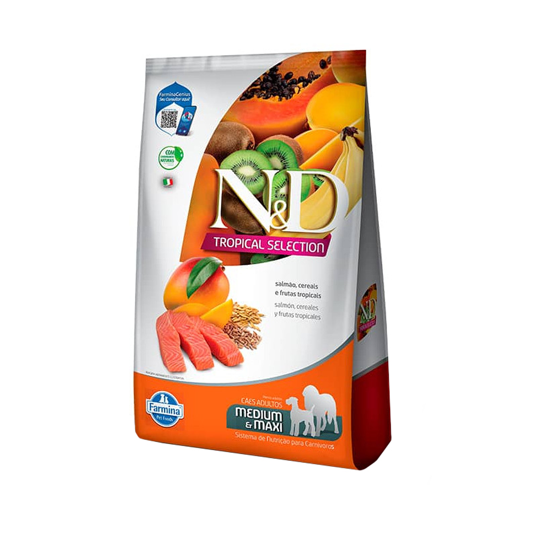 N&D Tropical Canine Adulto Salmon Medium/ Maxi 12kg 1