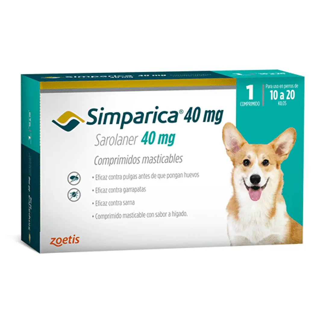 Simparica 40mg por 1 comp para perro 10 kg a 20 kg 1