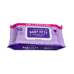Toallas Húmedas Antibacterial con Clorhexidina al 0,02% Perros Gatos 50 Und