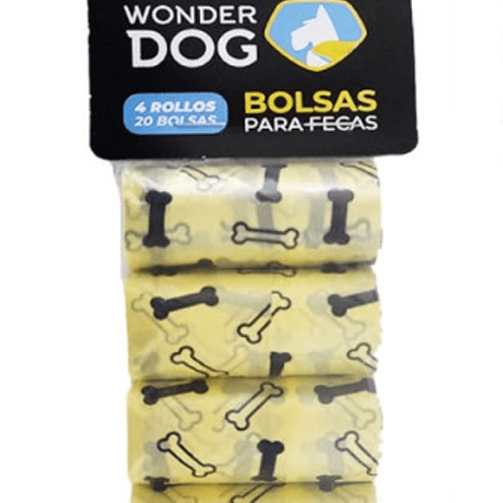 Wonder Dog Bolsas para Fecas 4 ROLLOS X 20 BOLSAS Diseño Hueso 1