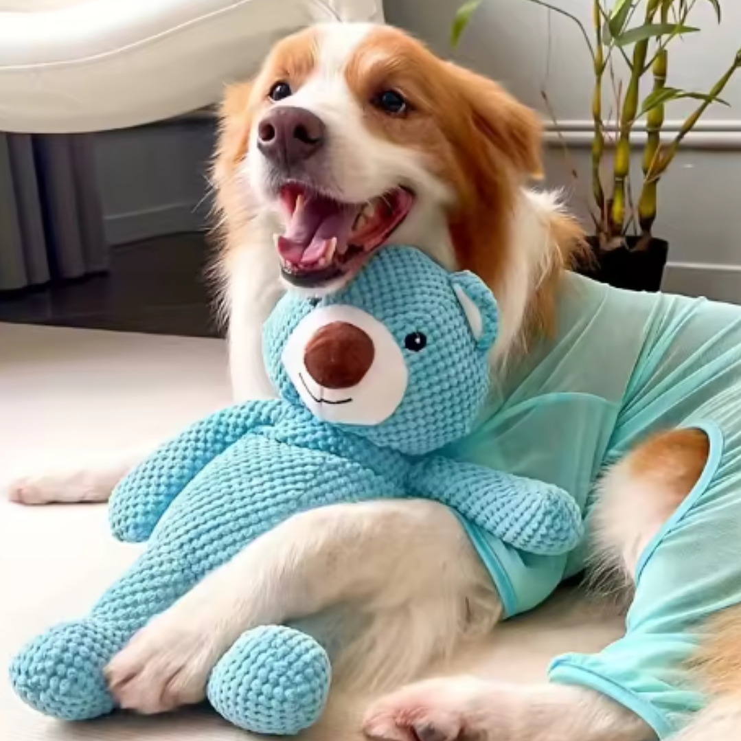 Juguete de peluche de oso azul - Chirriante 40 cm 1