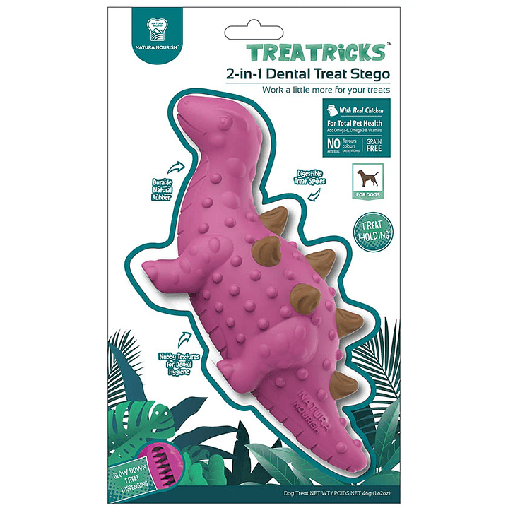Juguete DINOSAURIO - 2/1 Dental Treat Stego - Sabor Pollo 1