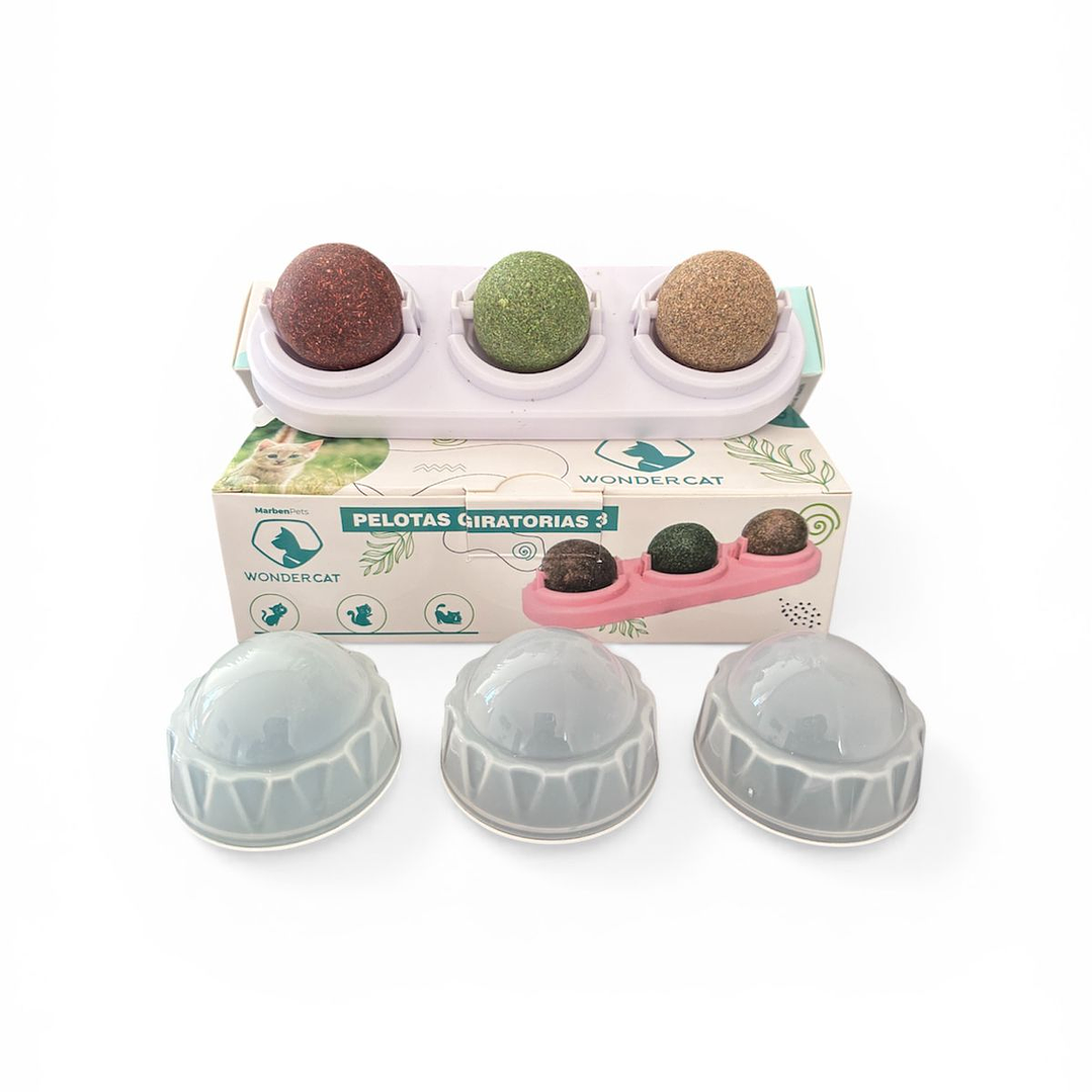 WONDER CAT - PACK 3 Bolas giratoria catnip 1
