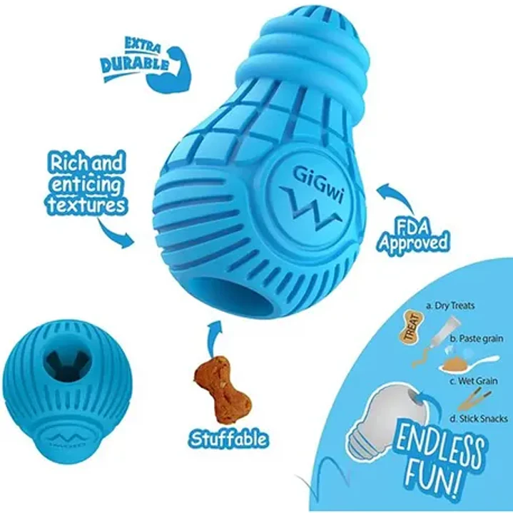 Juguete Dispensador Snack BULB RUBBER Treat Dispenser S/Blue 1