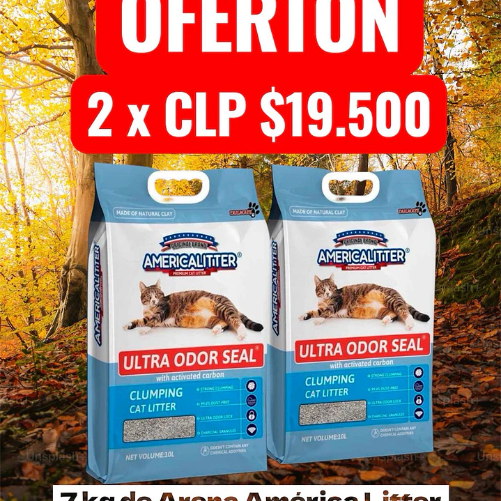 (OFERTA 2 ) sacos de Arena America Litter Ultra Odor Seal/Carbon active 7 Kg 2