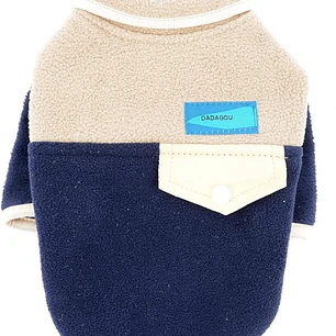 Poleron BICOLOR Azul Y Beige - Talla M