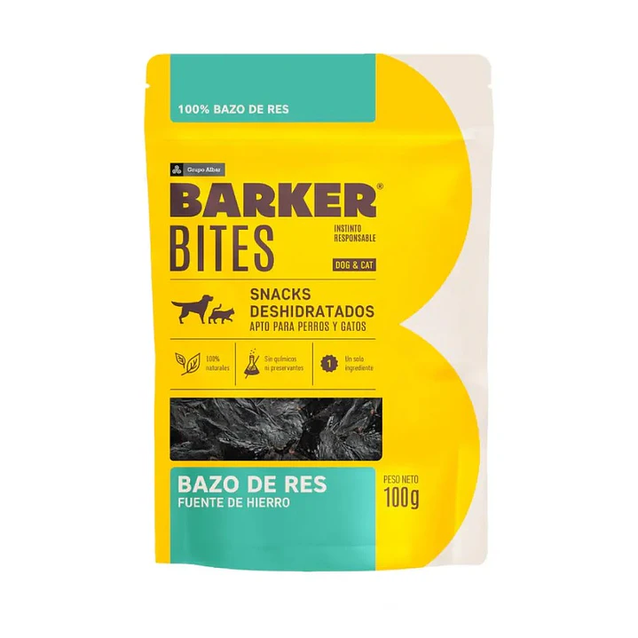 BARKER Bites 100 gr Bazo de Res (SNACK Deshidratado 100% Natural para Gato y Perro) 1