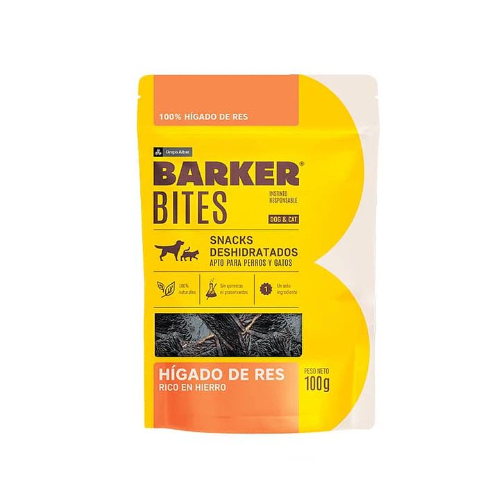 BAKER Bites Higado de Res 100 gr (SNACK Deshidratado 100% Natural para Gato y Perro) 1
