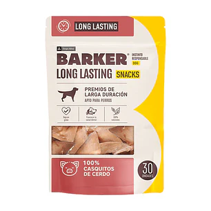 BARKER long Lasting Casquitos de Cerdo 30 Und (SNACK Deshidratado 100% Natural para perro)