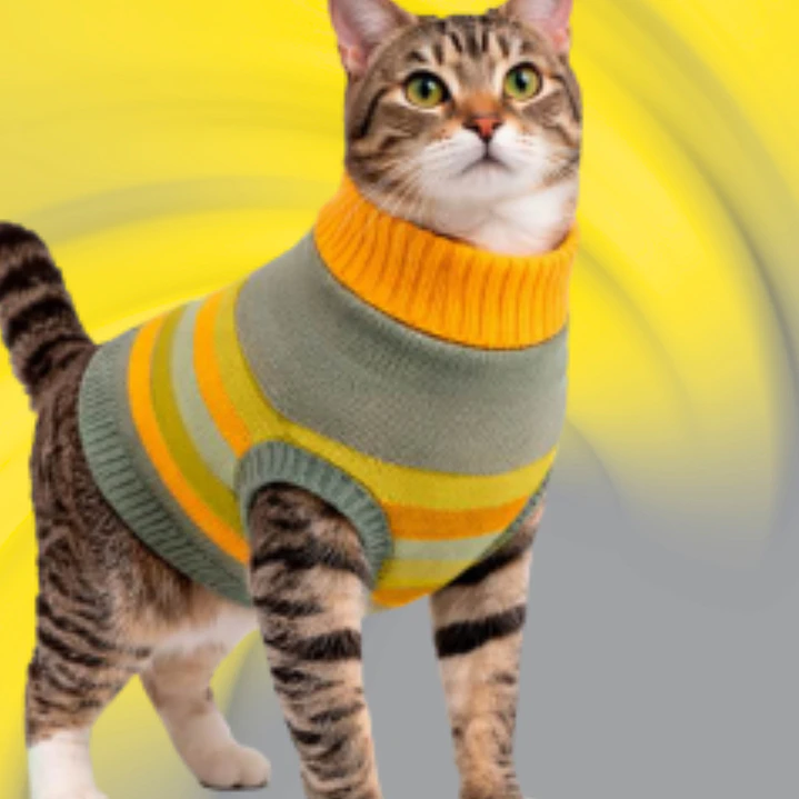 Suéter Tejido Rayas Verde con Colores para Mascota - Talla L 1