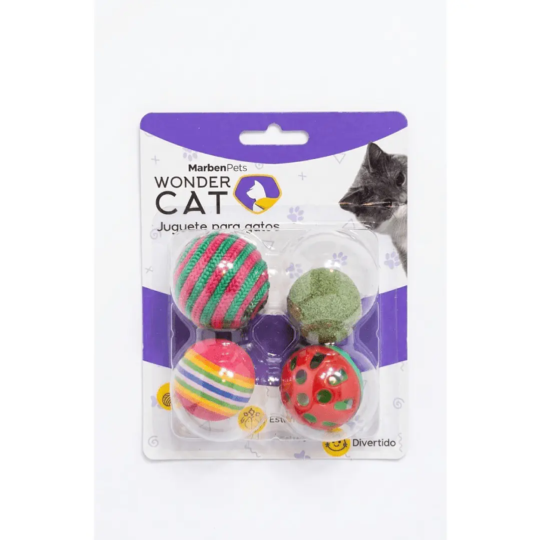 WONDER CAT – Set de 4 Pelotas Surtidas para Gato 1