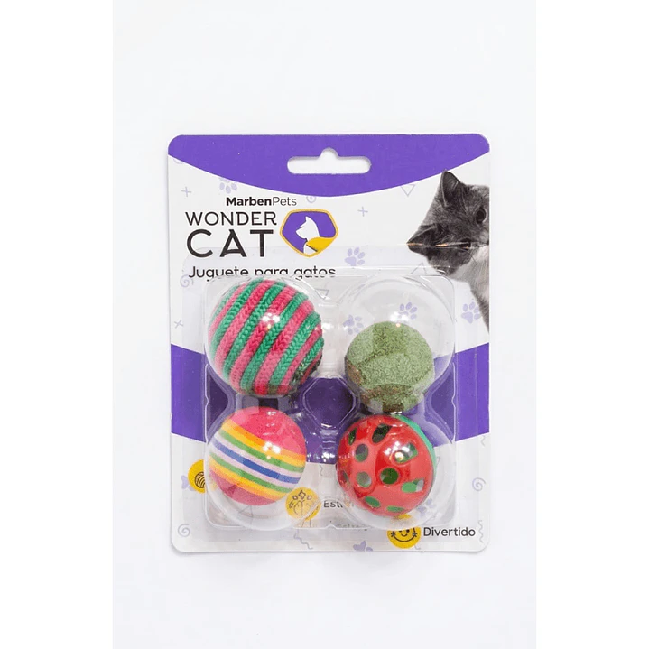 WONDER CAT – Set de 4 Pelotas Surtidas para Gato 1