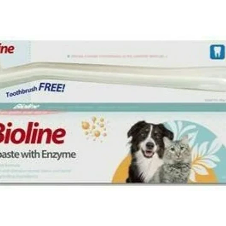 BIOLINE - Pastadental con ezimas 50 gr + cepillo dental (perro-gato) 1