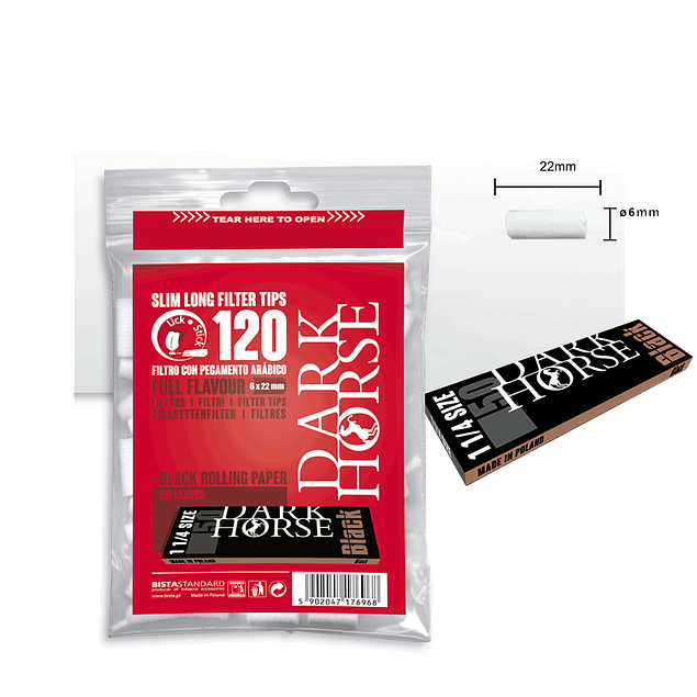 Filtro Slim Long Engomado 120 unidades + Papel Black 