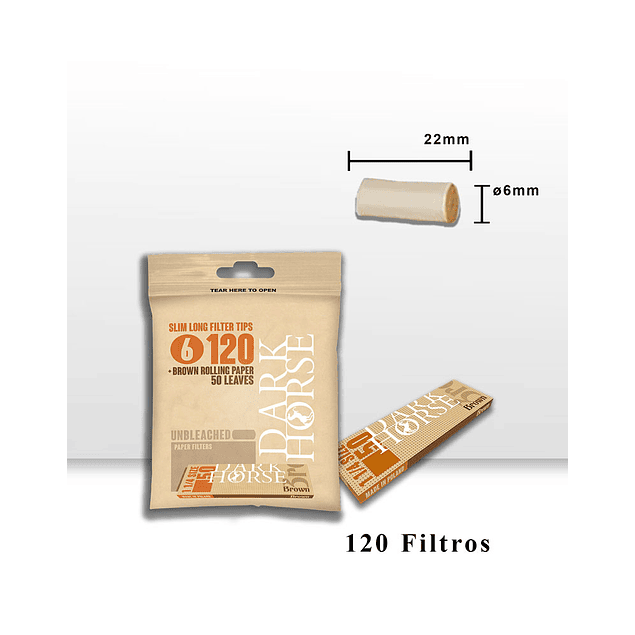Filtro DH Slim Long Bio + Papel Brown 120 unidades.