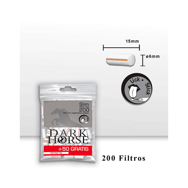 Filtro Dark Horse Slim Engomado Promoción 200 unidades
