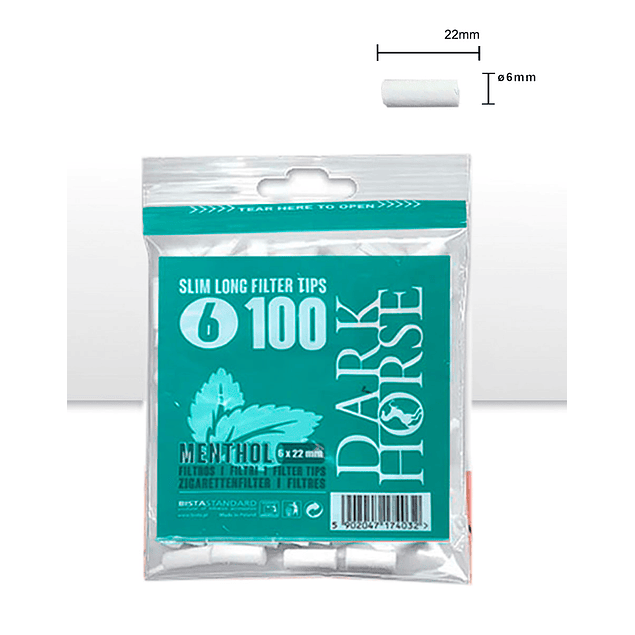 Dark Horse Filtro  100 Slim Long Menthol - 100 unidades