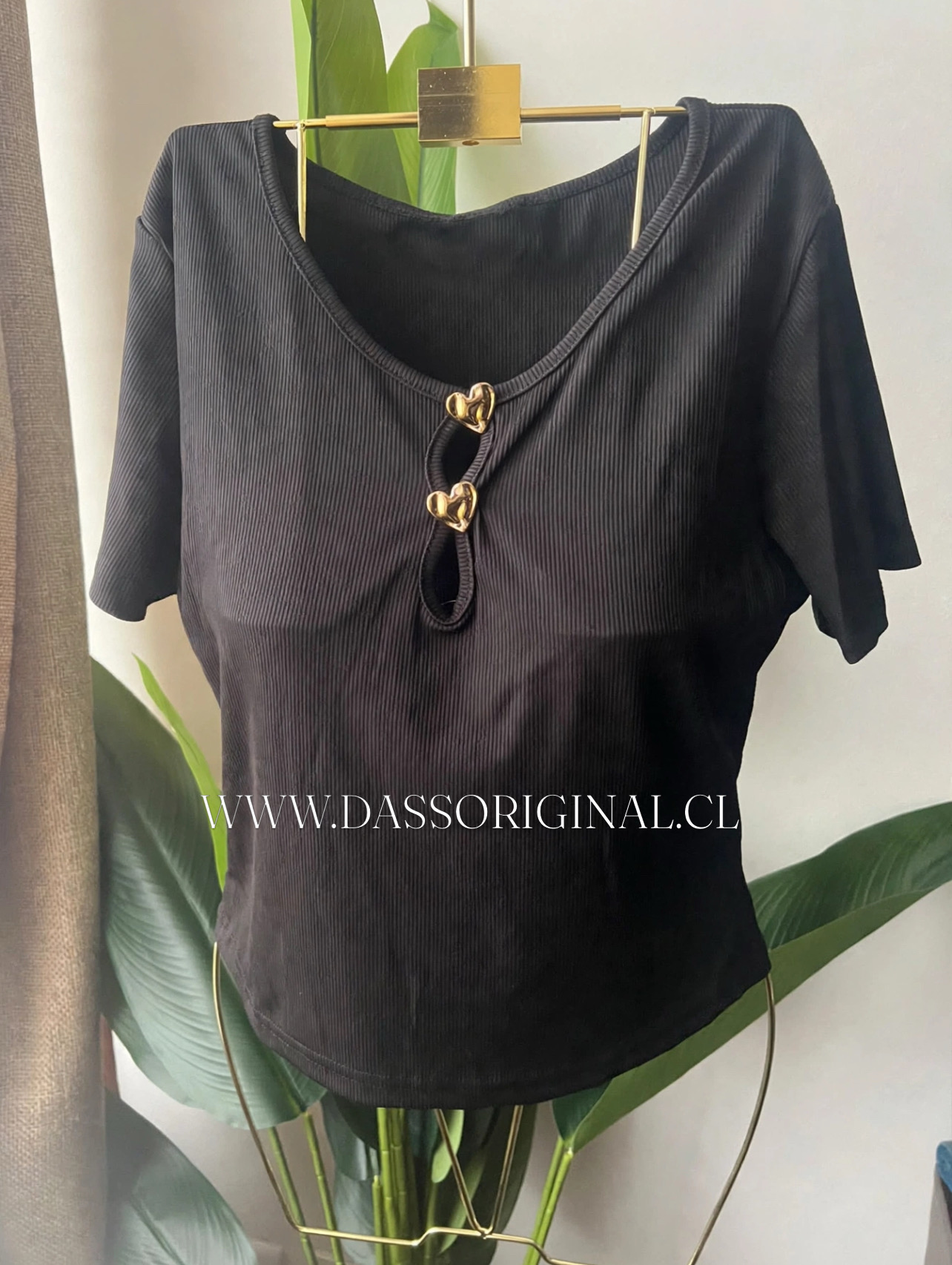Polera corazones dorado Botánico 