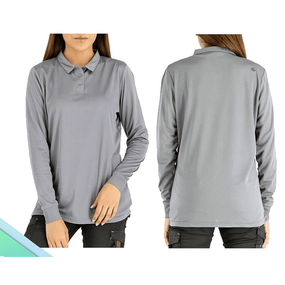 POLERA COOLDRY QUEBEC MANGA LARGA MUJER GRIS