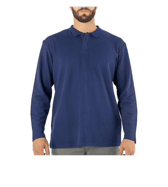 POLERA PIQUE QUEBEC MANGA LARGA HOMBRE AZUL