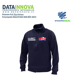 Polerón Azul Full Zip Unisex Estampado DTF/VINIL RALLYCHILE