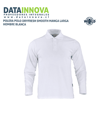 POLERA POLO DRYFRESH SMOOTH MANGA LARGA HOMBRE BLANCA