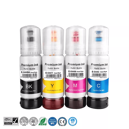 Tinta T544 Pack 4 Colores Compatible con EcoTank L1110/L3110/L5190