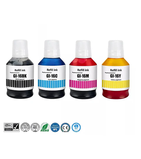 Tinta GI16 Pack 4 Colores Compatible con GX6010 - GX7010