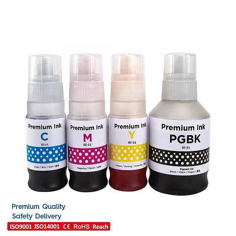 Tinta GI 11 Pack 4 Colores Compatible con PIXMA G2160 G2170 G3160
