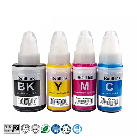 Tinta GI190 Pack 4 Colores Compatible con G2100 G2110 G3110 G4110