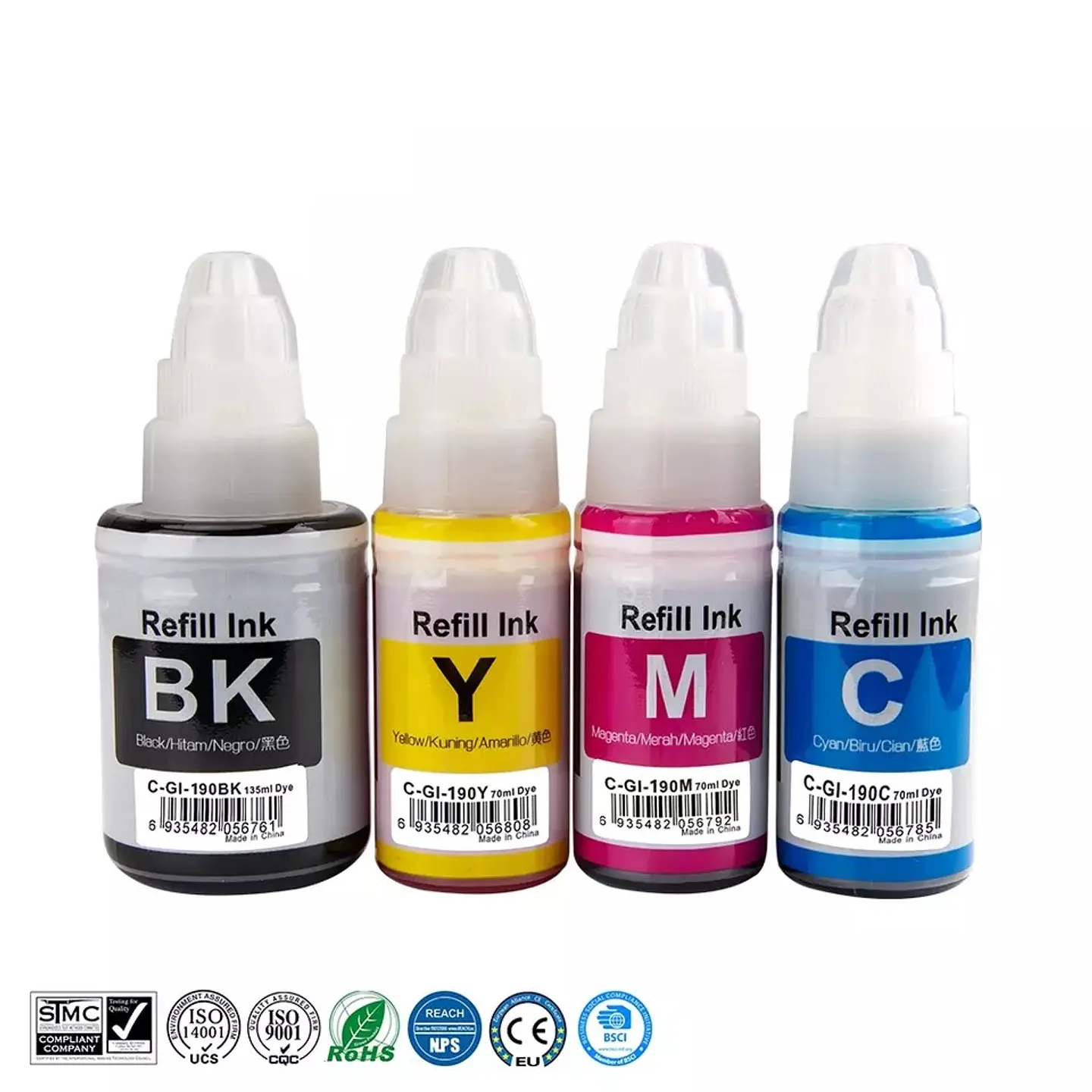 Tinta GI190 Pack 4 Colores Compatible con G2100 G2110 G3110 G4110 2
