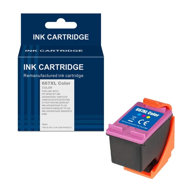 Tinta 667xl Tricolor Compatible con 1275-2375-2775-6475