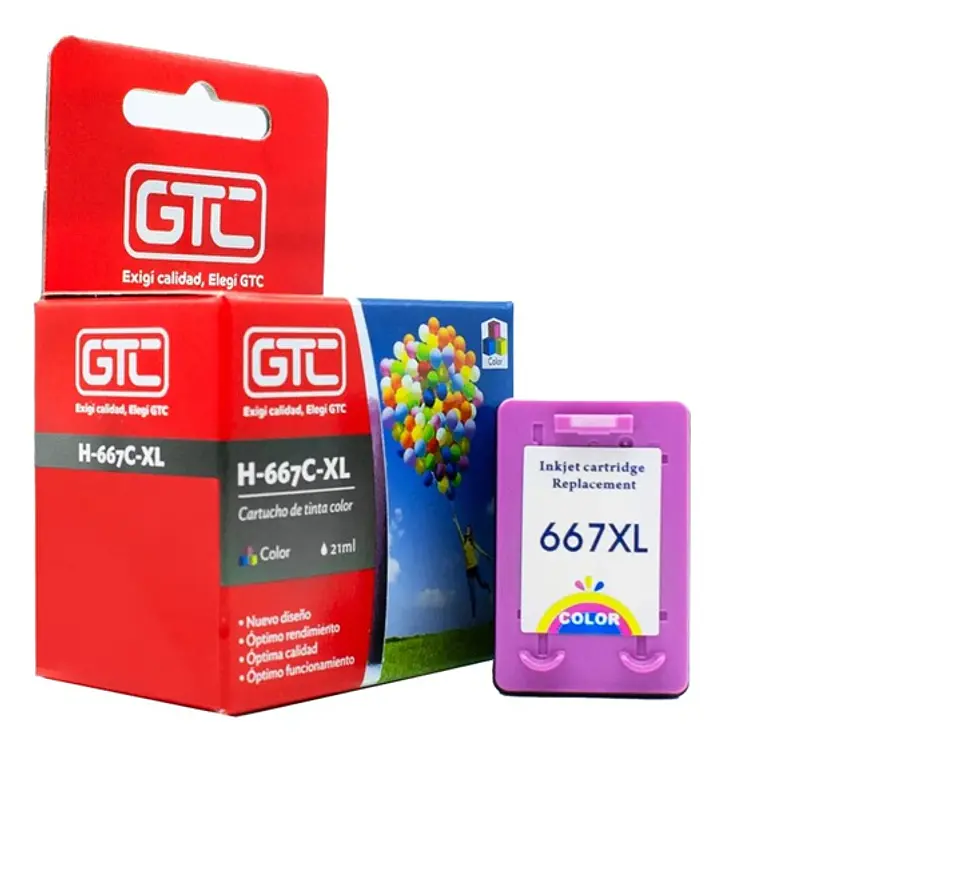Tinta 667xl Tricolor Compatible con 1275-2375-2775-6475 2