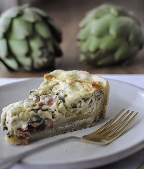 Quiche de Alcachofa Champignon y Aceitunas